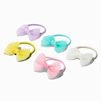 Claire's Club Pastel Glitter Bow Hair Ties - 10 Pack