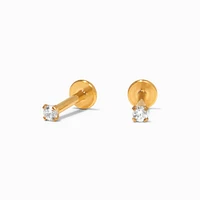 C LUXE by Claire's Gold Titanium Cubic Zirconia 2MM Round Flat Back Stud Earrings