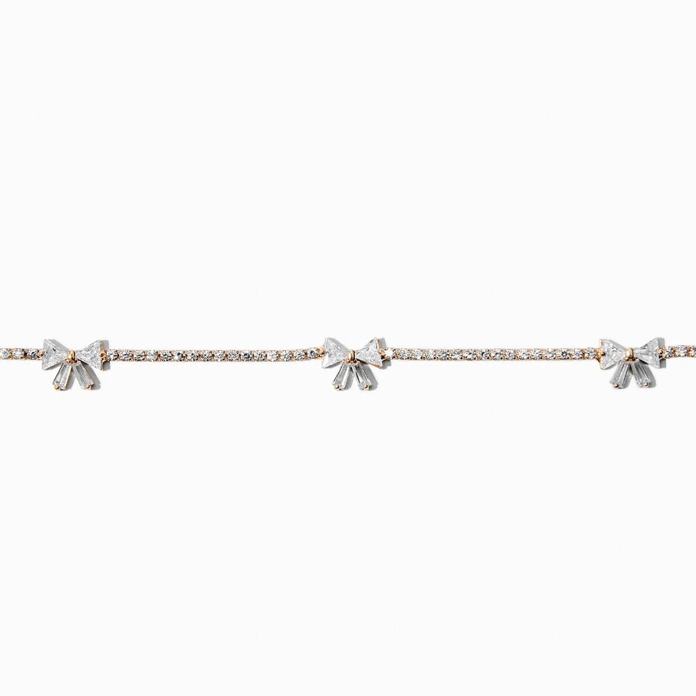 Crystal Bow Cubic Zirconia Gold-tone Choker Necklace