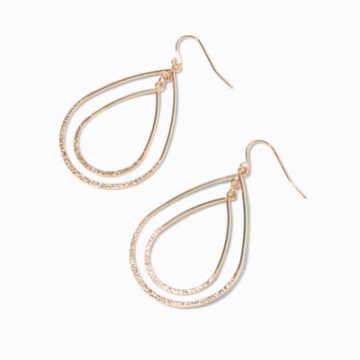 Gold 1.5 Embellished Crystal Heart Drop Earrings