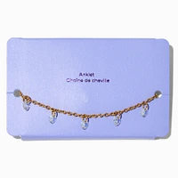 Gold-tone Cubic Zirconia Confetti Chain Anklet