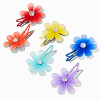 Claire's Club Rainbow Net Flower Snap Hair Clips - 6 Pack