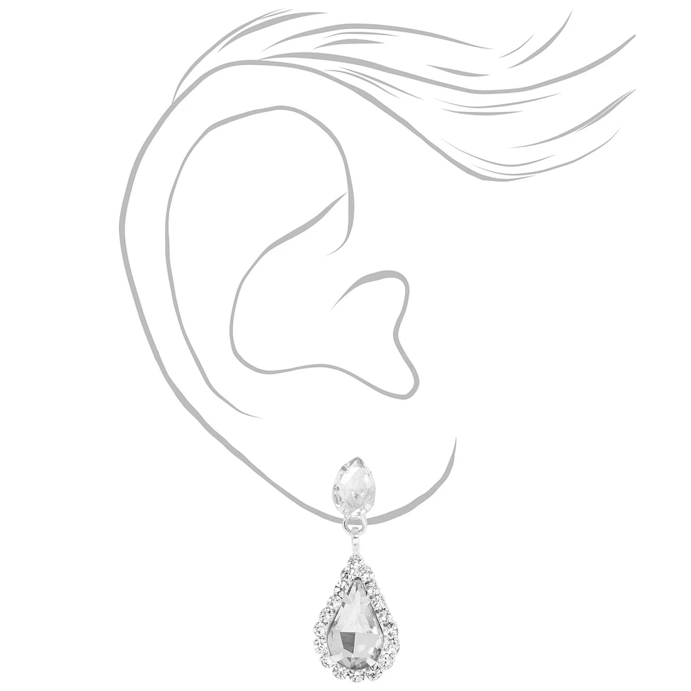 Silver Crystal Teardrop V-Neck Jewellery Set - 2 Pack