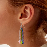 Rainbow Star Chain Drop Earrings