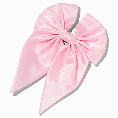 Pink Satin Hair Bow Clip