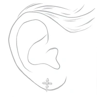 Silver Cubic Zirconia Cross & Stud Earrings - 3 Pack