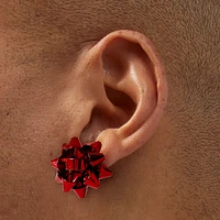 Red Gift Bow Clip-On Stud Earrings