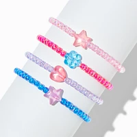 Claire's Club Holographic Jewel Tone Seed Bead Stretch Bracelets - 4 Pack