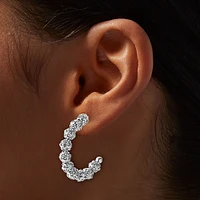 Silver-tone Pavé Fireball Hoop Earrings