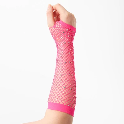 Rhinestone Fishnet Arm Warmers