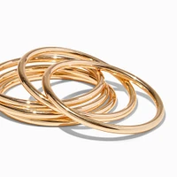 Gold-tone Thick Bangle Bracelets - 5 Pack