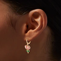 Pink Rose Gold-tone Hoop Earrings