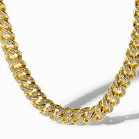 C LUXE by Claire's 18k Yellow Gold Plated Pavé Cubic Zirconia Cuban Chain Necklace