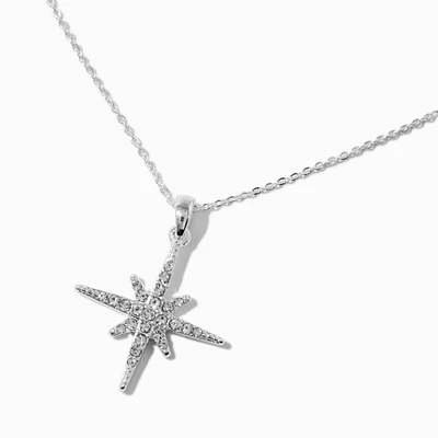 Silver-tone Star Burst Pendant Necklace