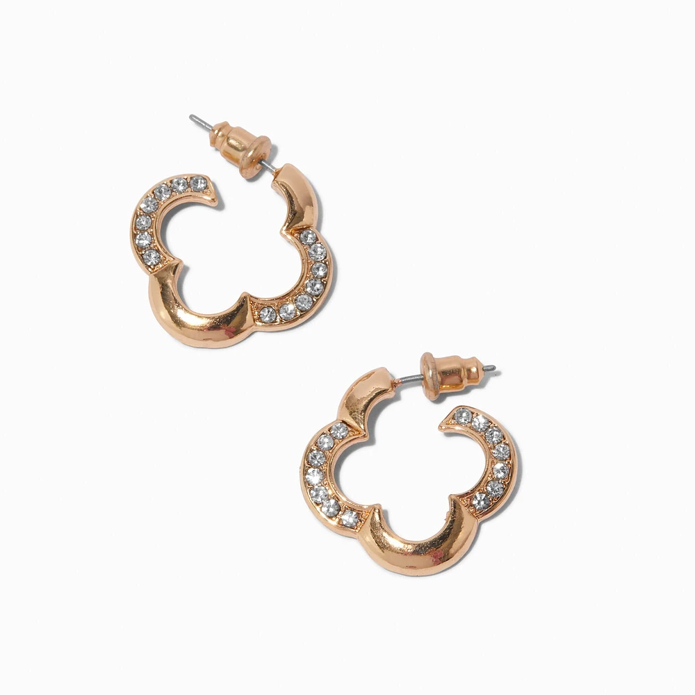 Gold-tone Crystal Pavé Clover Hoop Earrings