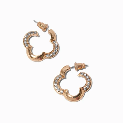 Gold-tone Crystal Pavé Clover Hoop Earrings