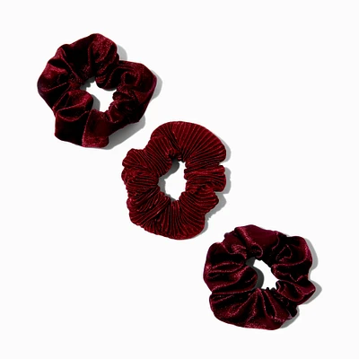 Claret Red Mixed Hair Scrunchies - 3 Pack