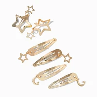 Gold Celestial Snap Hair Clips - 6 Pack