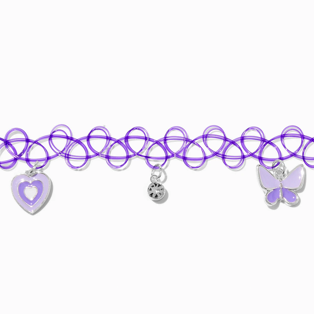 Purple Charm Tattoo Choker Necklace