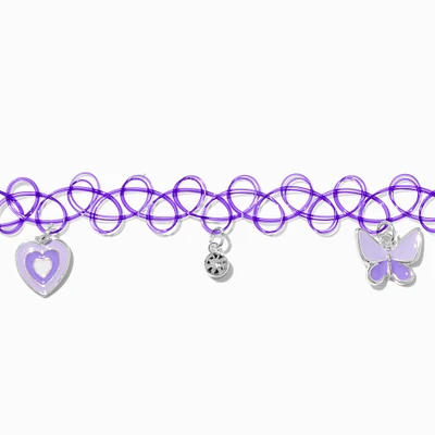 Purple Charm Tattoo Choker Necklace