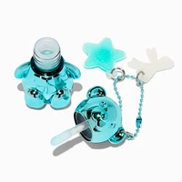 Blue Chrome Bear Lip Gloss Keyring