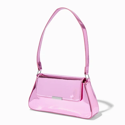 Mirrored Pink Baguette Shoulder Bag