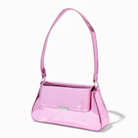 Mirrored Pink Baguette Shoulder Bag