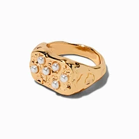 Gold-tone Molten Pearl Ring