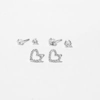 Silver Cubic Zirconia Heart & Stud Earrings - 3 Pack