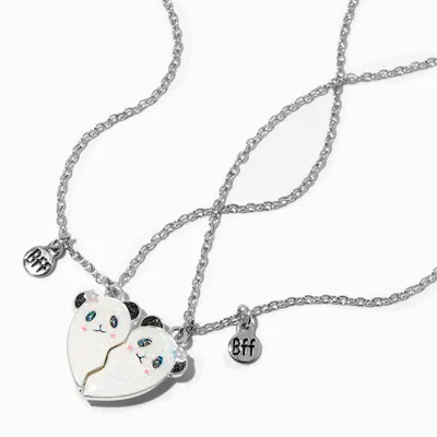 Best Friends Panda Split Heart Pendant Necklaces - 2 Pack
