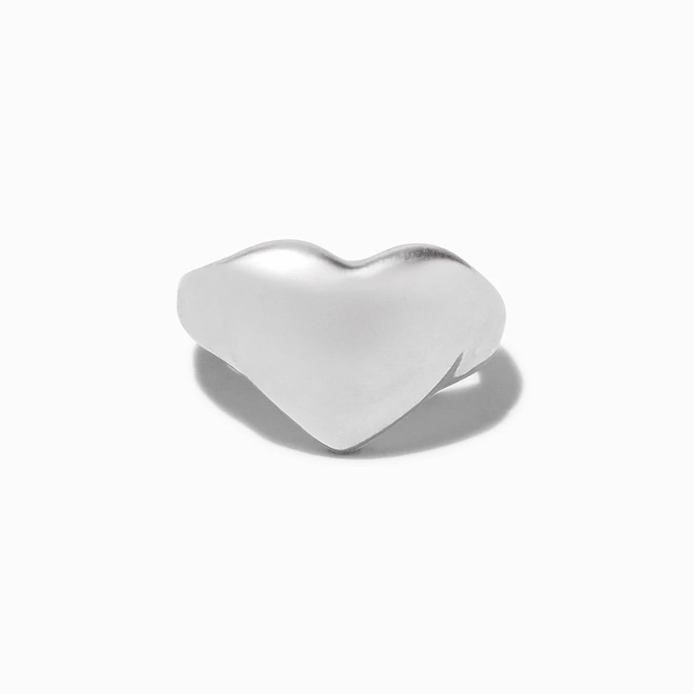 Silver-tone Puffy Heart Ear Cuff