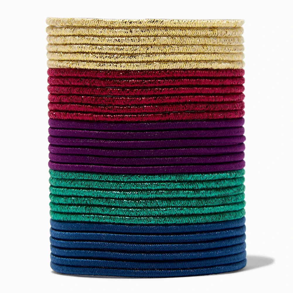 Mixed Jewel Tone Luxe Hair Ties - 30 Pack