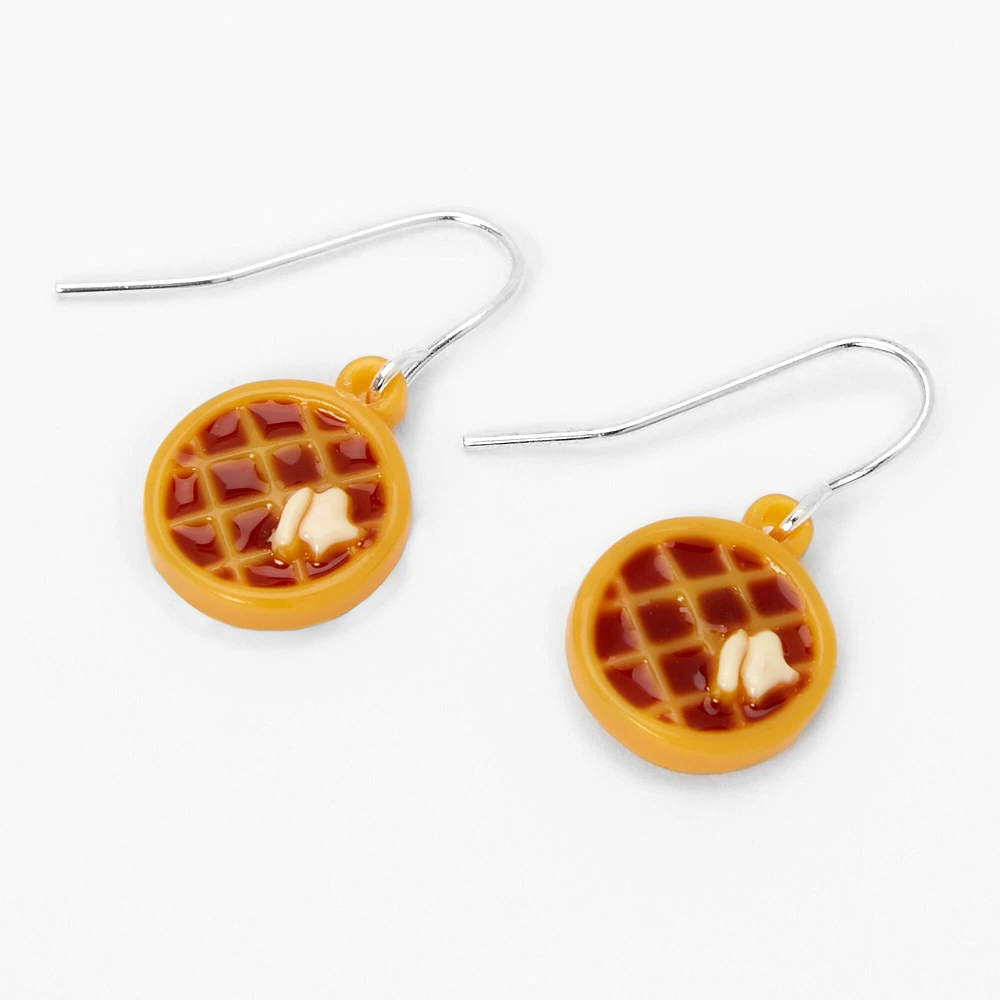 Silver 1" Waffle Drop Earrings