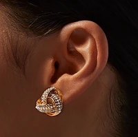 Gold-tone Crystal & Pearl Knot Clip-On Stud Earrings