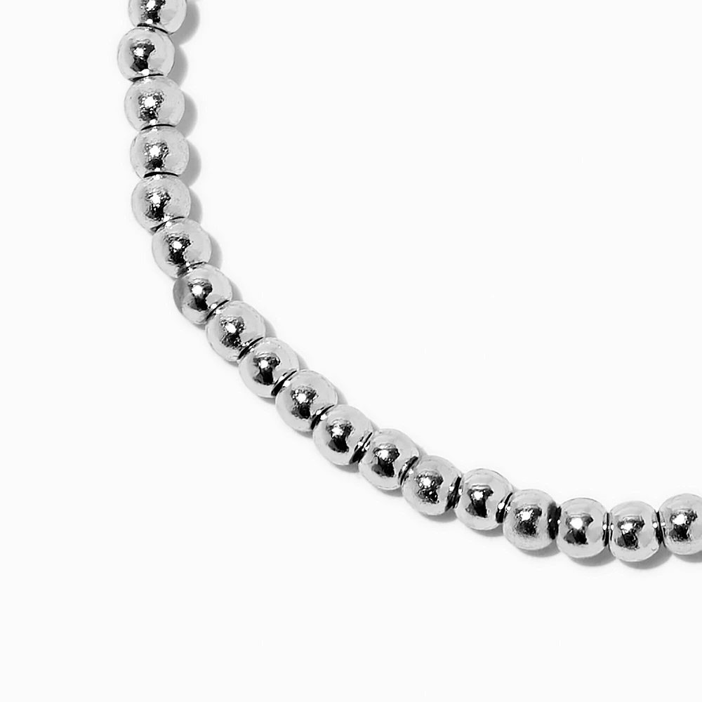 Claire's Club Silver-tone Beaded Stretch Bracelet