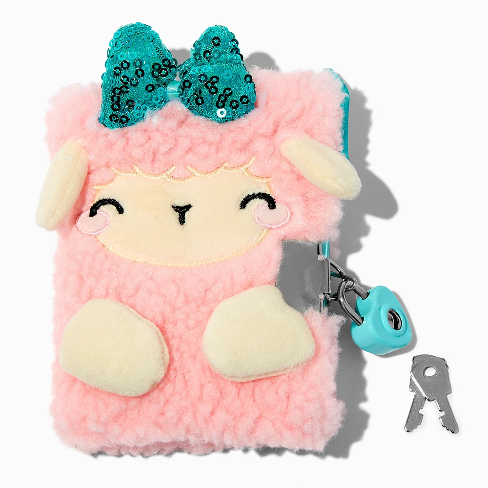 Claire's Club Pink Sherpa Lamb Plush Mini Lock Diary