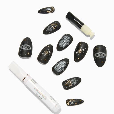 Dark Astrological Stiletto Vegan Faux Nail Set - 24 Pack