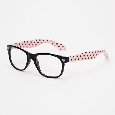 Claire's Club Hearts Clear Lens Black Frames