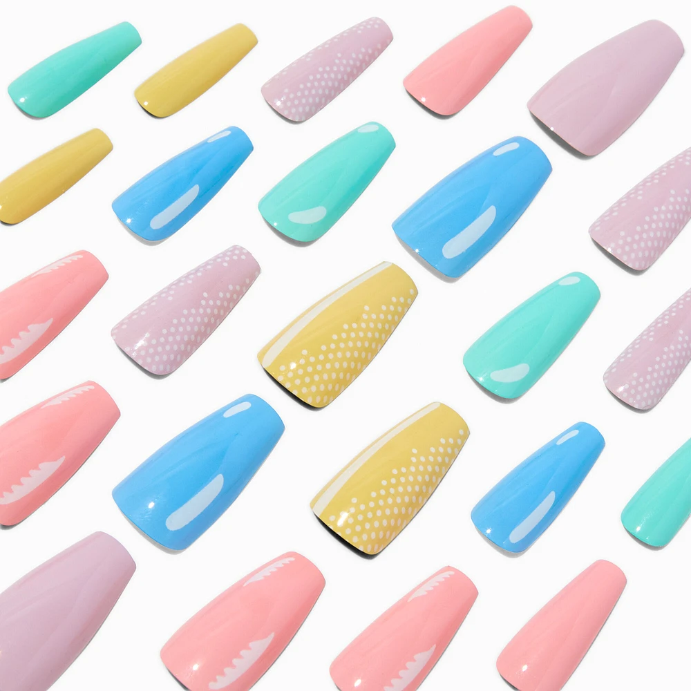 Pop Art Pastel Squareletto Vegan Faux Nail Set - 24 Pack