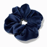 Medium Navy Blue Velvet Ribbed Hair Scrunchie