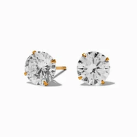 C LUXE by Claire's Gold-tone Titanium Cubic Zirconia 8mm Round Stud Earrings