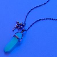 Light Blue Glow In The Dark Mystical Gem Pendant Necklace
