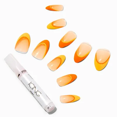 Monochromatic Orange Tip Stiletto Vegan Faux Nail Set - 24 Pack