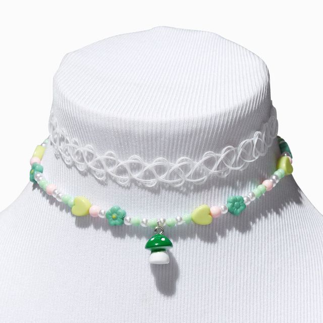 Claire's Glow in The Dark Gummy Bear Charms Tattoo Choker Necklace | Black