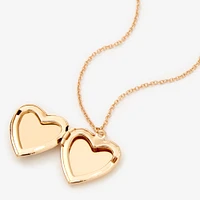 Gold Butterfly Heart Locket Pendant Necklace