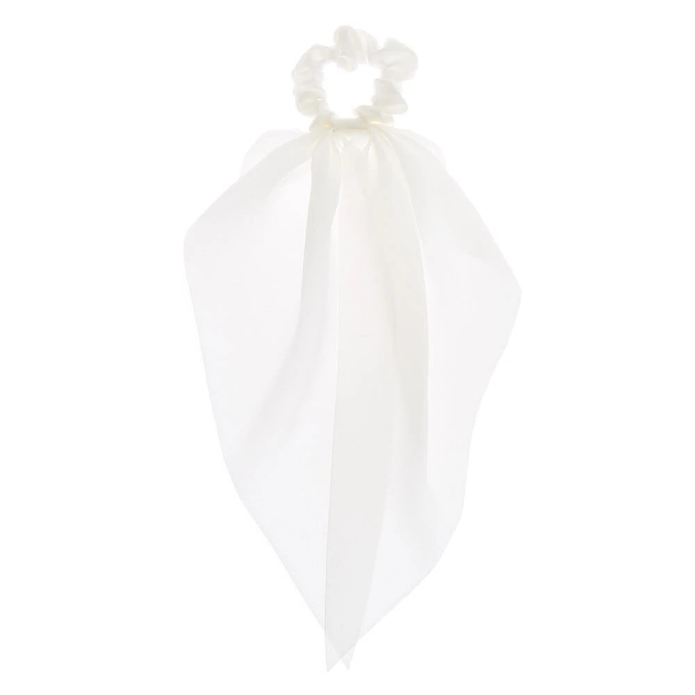 White Small Hair Scrunchie Scarf