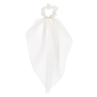 White Small Hair Scrunchie Scarf