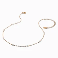 Gold-tone Cubic Zirconia Disco Chain Necklace