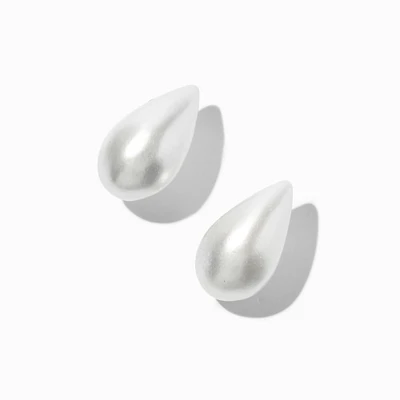 White Teardrop Pearl 20mm Stud Earrings