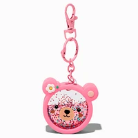 Pink Bear Face Water-Filled Glitter Keychain